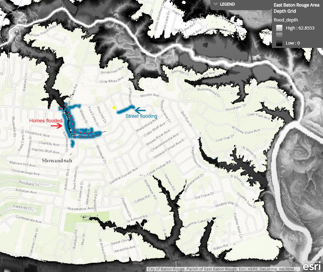 Example clip from FEMA preliminary flood depth grid map.